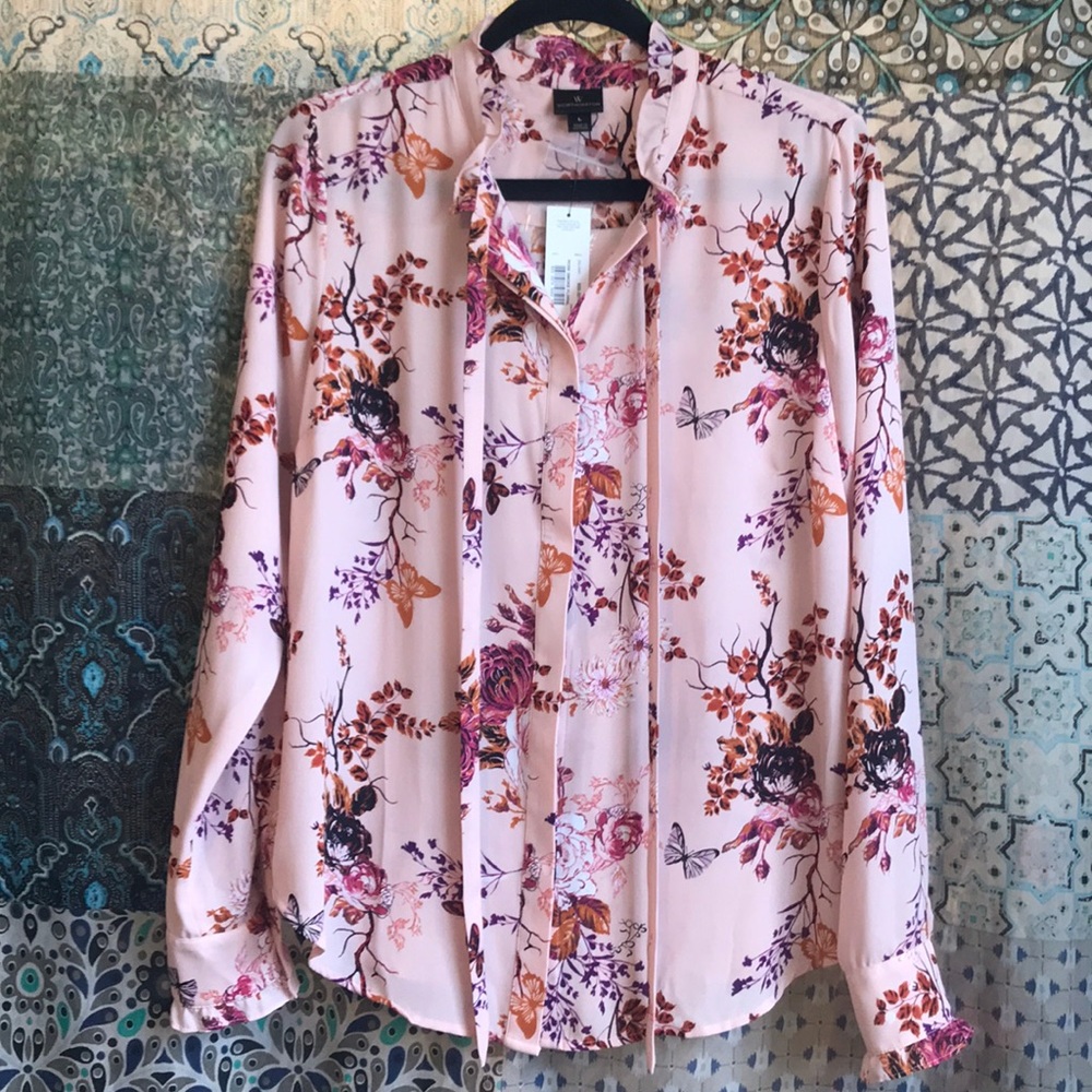 Light pink button down top